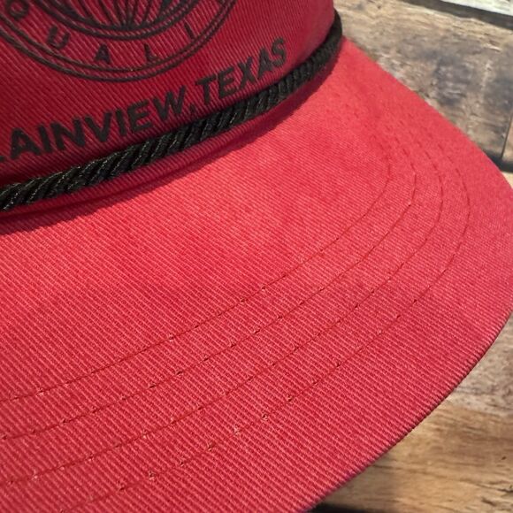 Vtg EXCEL Plainview Texas Red Rope Hat Cap Adjustable Snapback Committed Quality - Picture 8 of 8